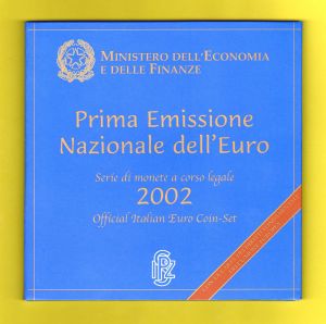 Италия 2002 официален комплект 8 монети от 1 цент до 2 евро