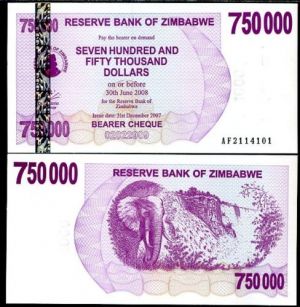 Зимбабве - 750 000 долара 2007