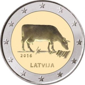 Латвия 2016 - 2 евро, крава