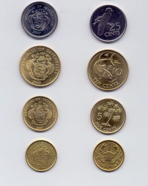 Сейшелски острови - серия от 4 монети 1, 5, 10, 25 ц. 2007-2012