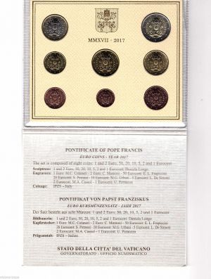 Ватикана 2017 комплект 8 монети от 1 цент до 2 евро