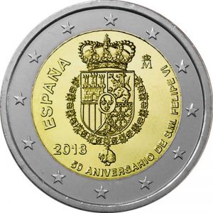 Испания 2018 - 2 евро, 50 г. от рождението на Филипе VI.