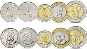 Кения- серия от 5 монети 50 ц., 1, 5, 10, 20 шил. 2005-2010