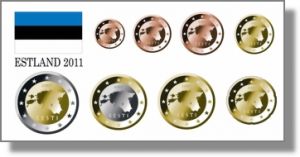 Естония 2011 комплект 8 монети от 1 цент до 2 евро